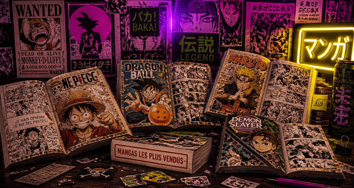 Manga les plus vendu couvertures iconiques collage