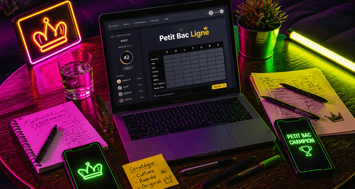 Petit bac ligne interface sur ordinateur