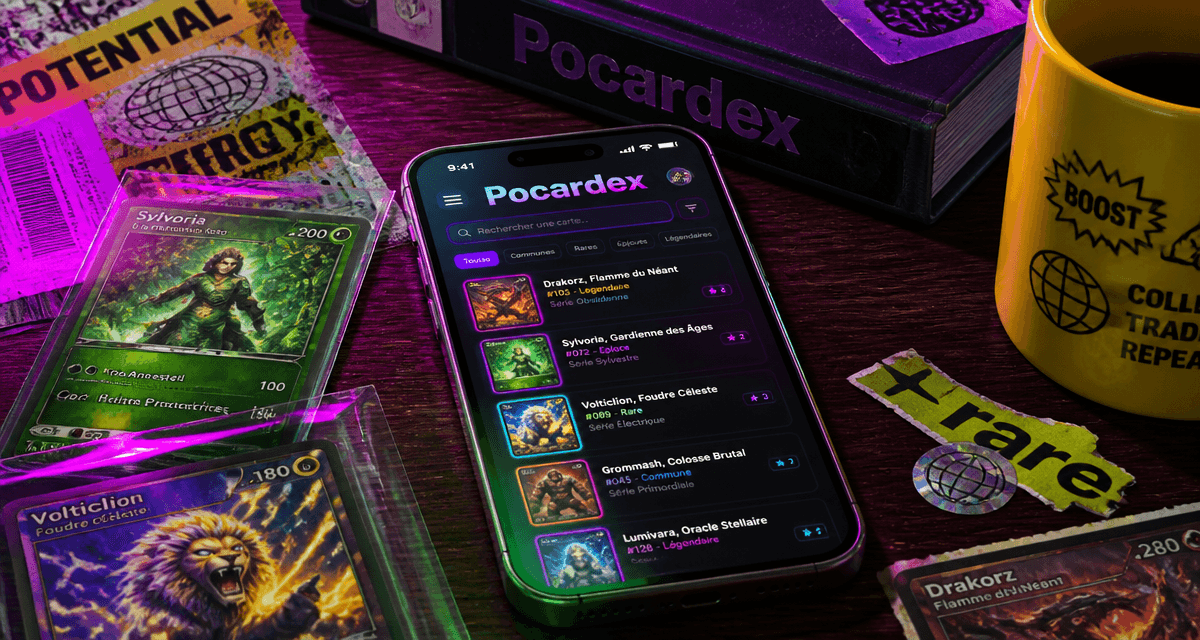 pocardex sur smartphone avec cartes pokémon