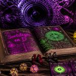 sorts d D&D grimoire ancien et dés