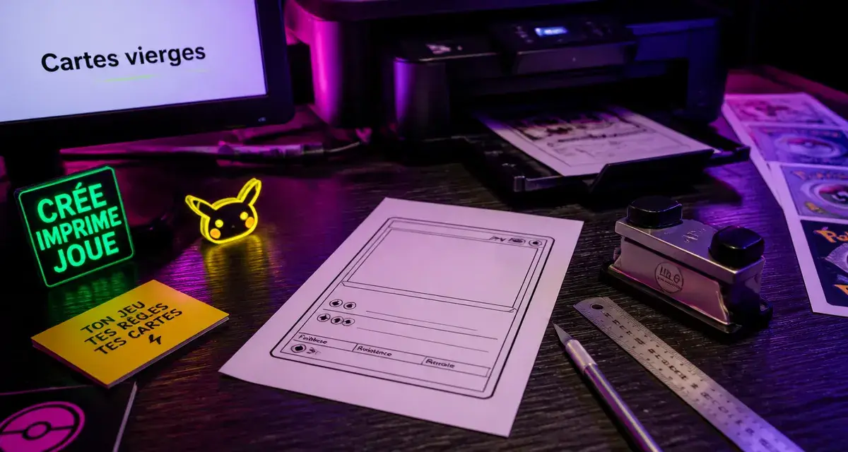 Carte pokemon vierge : feuille avec gabarit Pokémon
