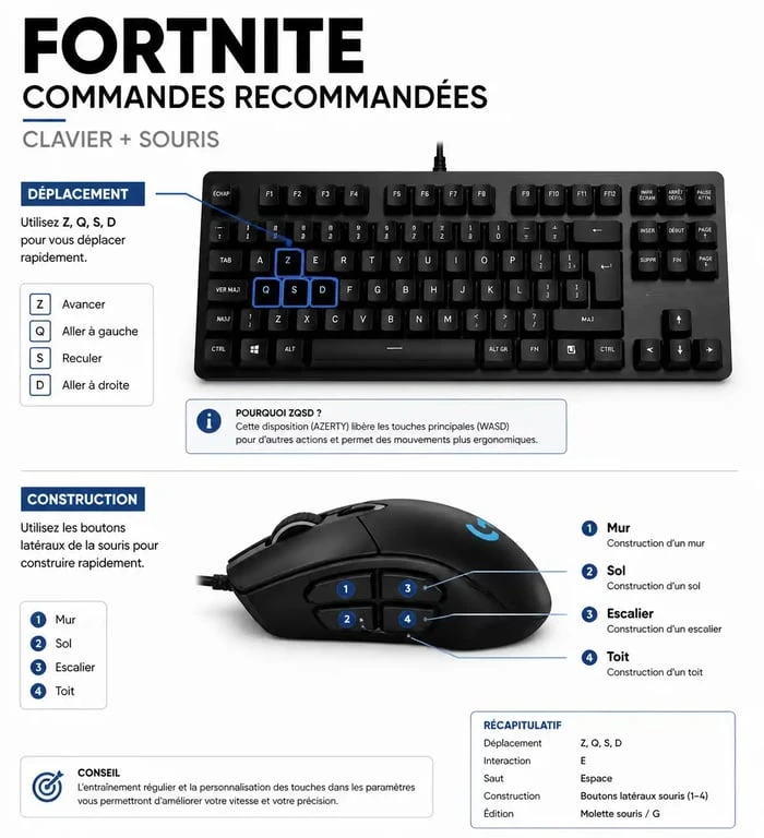 Configuration optimale des touches clavier et souris pour Fortnite