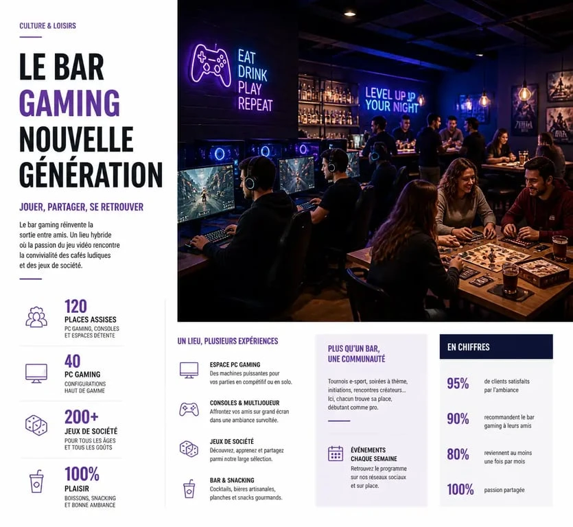 Ambiance intérieure de l'Arcaneum Bar Gaming à Villeurbanne
