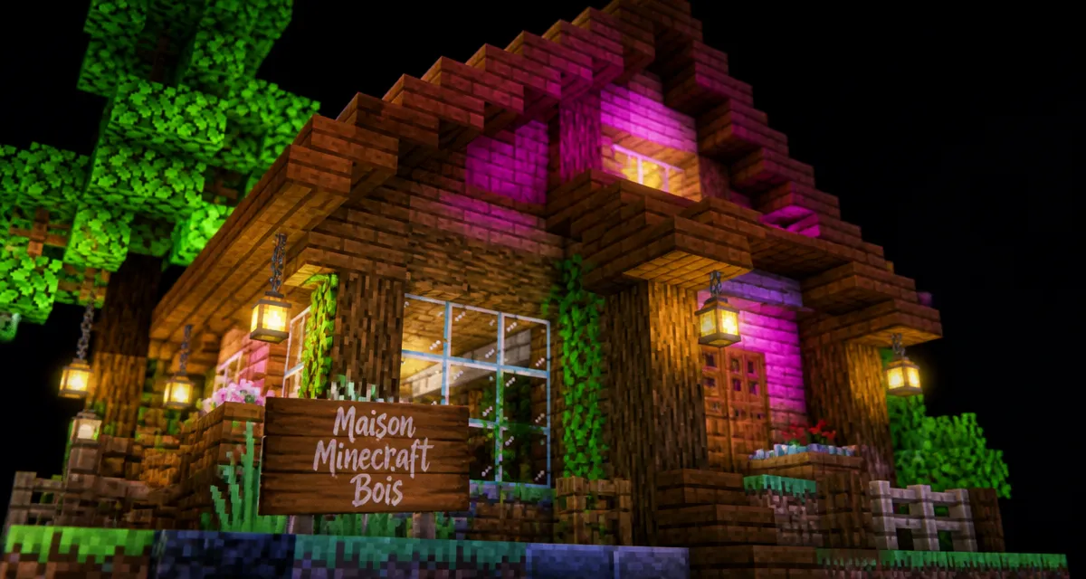Maison Minecraft facile en bois vue immersive