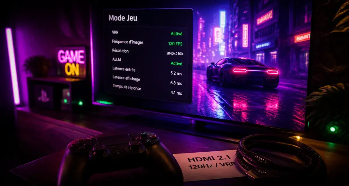 Meilleure TV gaming : menu Mode Jeu, HDMI 2.1 120Hz VRR