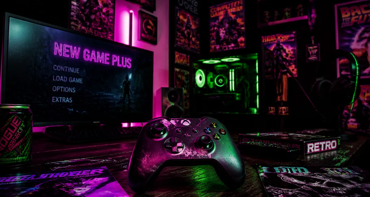 new game plus manette salon gamer neon