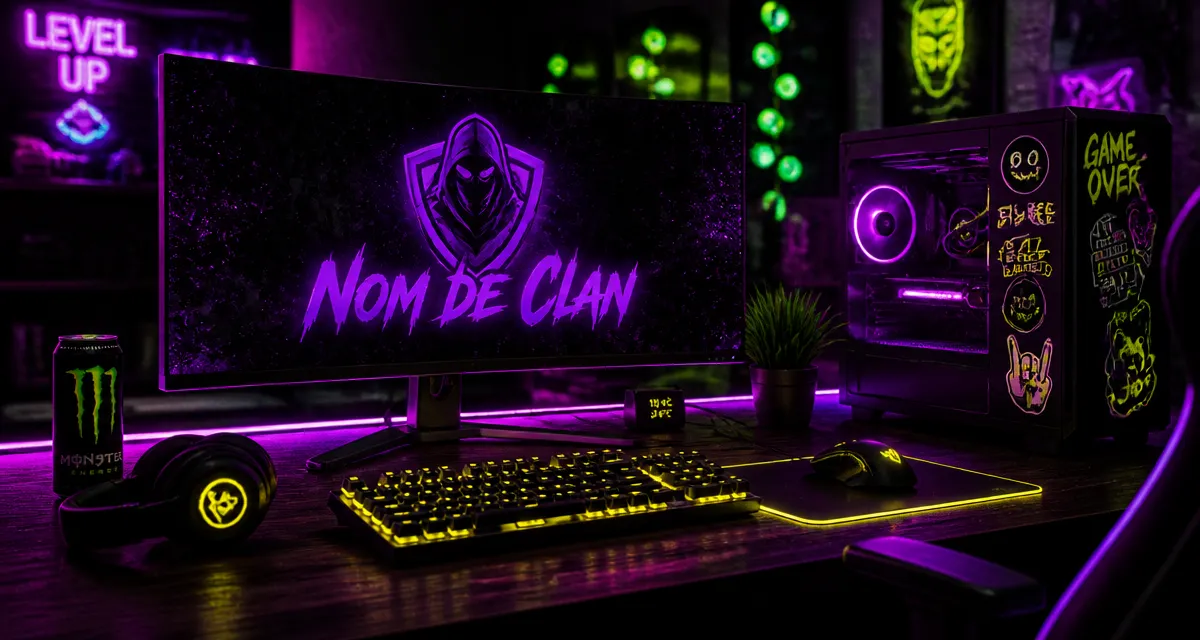 nom stylé de clan sur écran gaming
