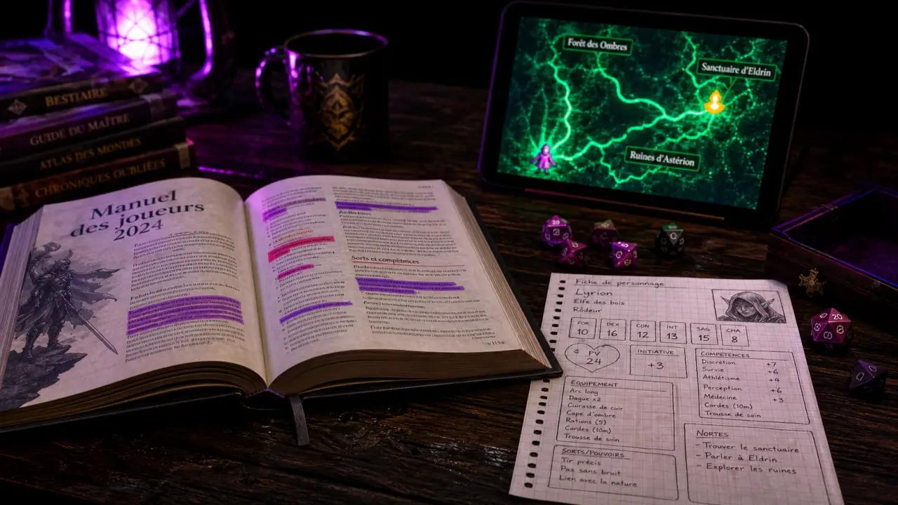 dnd 2024 : manuel des joueurs 2024, création de personnage, dés et fiche