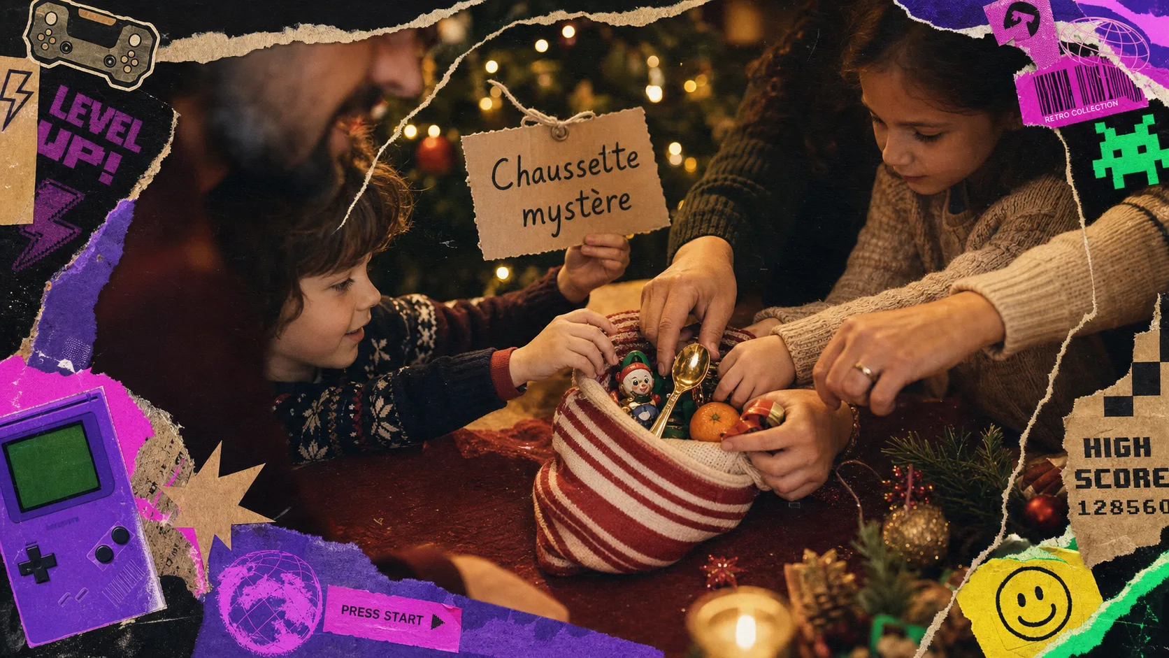 Jeu de noel : chaussette mystère pour occuper les enfants avant les cadeaux