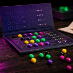 Mastermind : plateau de déduction et pions de jeu sur table en bois
