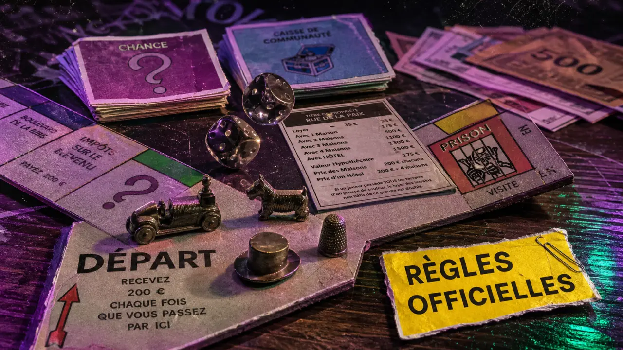 Monopoly les regles : cases Prison, loyers et constructions sur plateau