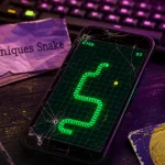 Snake Google vert sur smartphone fissuré