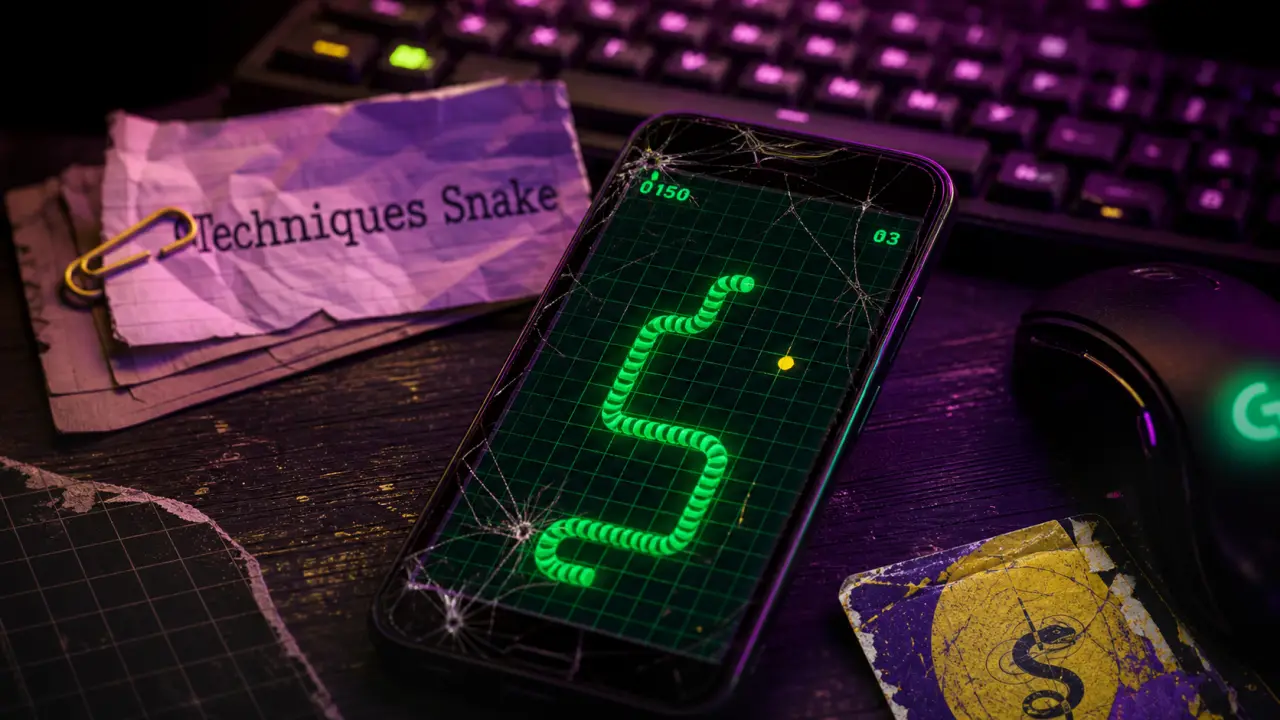 Snake Google vert sur smartphone fissuré
