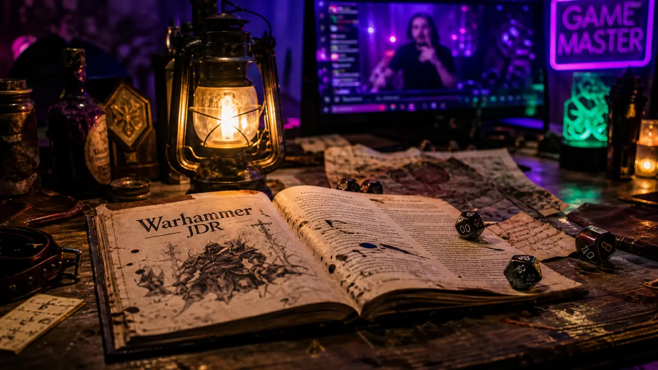 Warhammer jdr : table du Vieux Monde, dés et livre de règles
