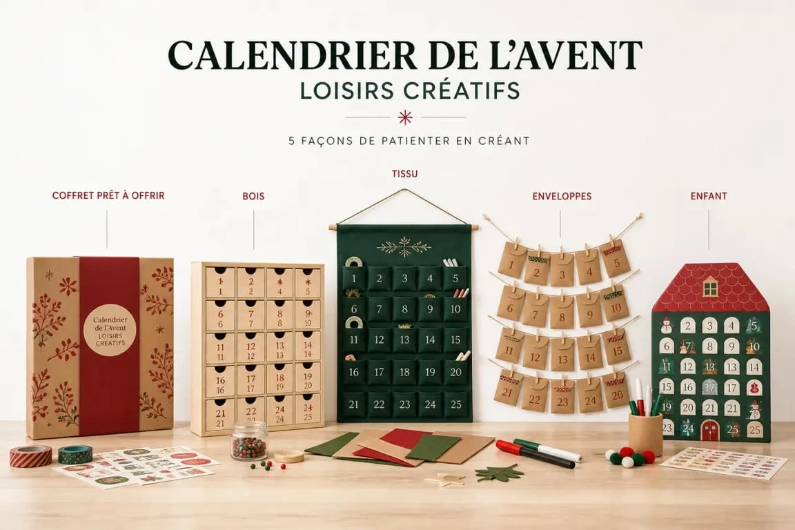 Calendrier de l'avent loisirs créatifs avec différents formats DIY et coffret prêt à offrir
