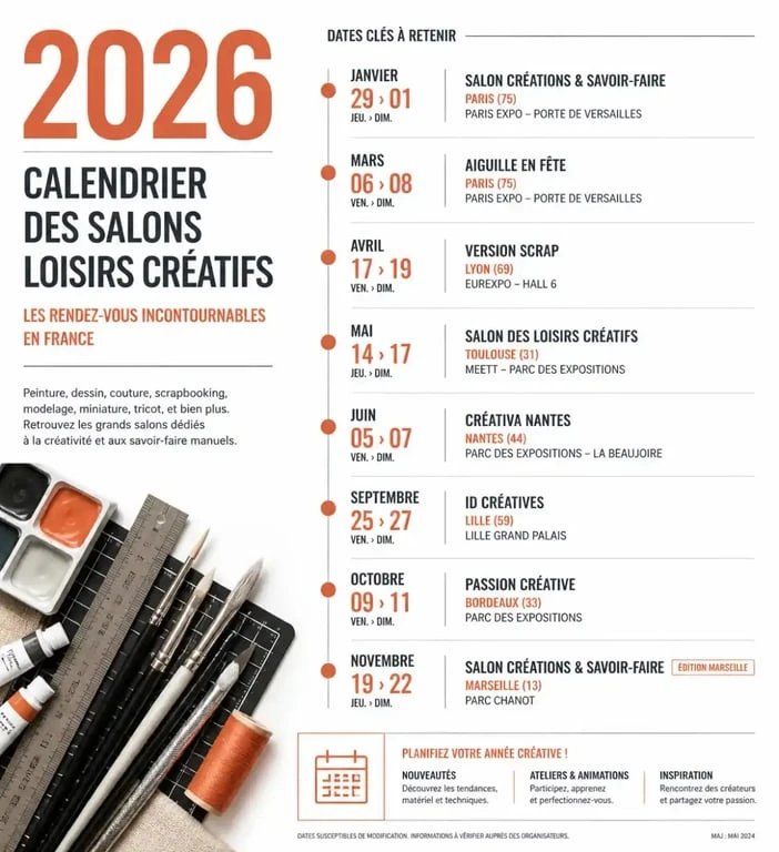 Agenda des salons loisirs créatifs 2026