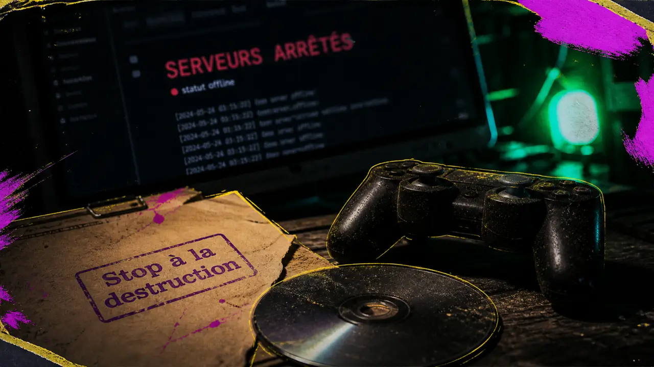 Stopper la destruction des jeux vidéo : code de conduite, manette et disque de jeu