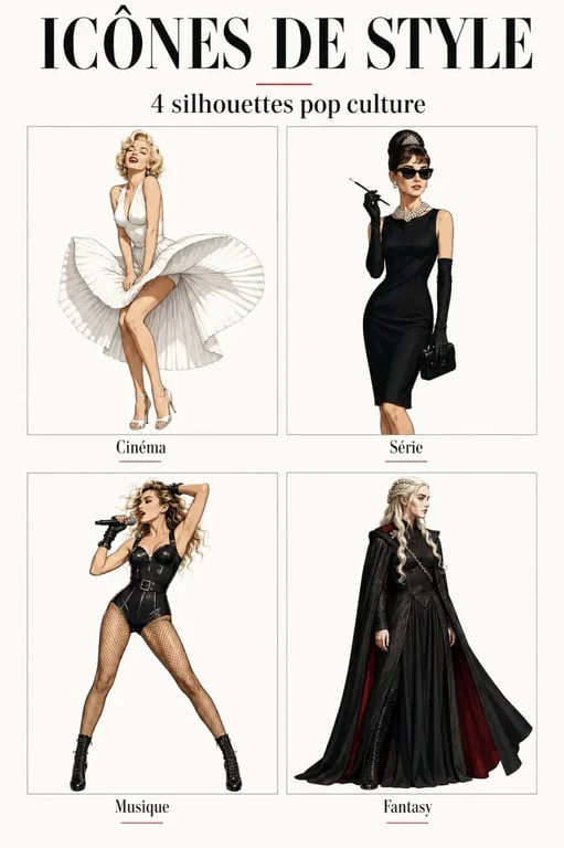 Idées pop culture dress to impress en quatre silhouettes inspirées du cinéma, de la musique, des séries et du fantasy
