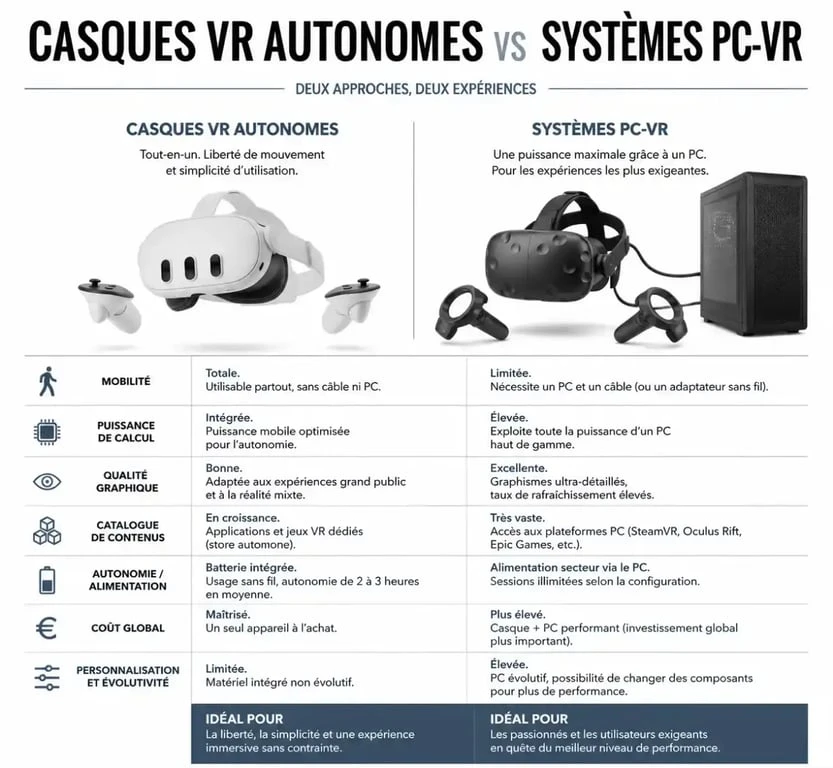 Comparatif visuel des équipements pour la réalité virtuelle professionnelle