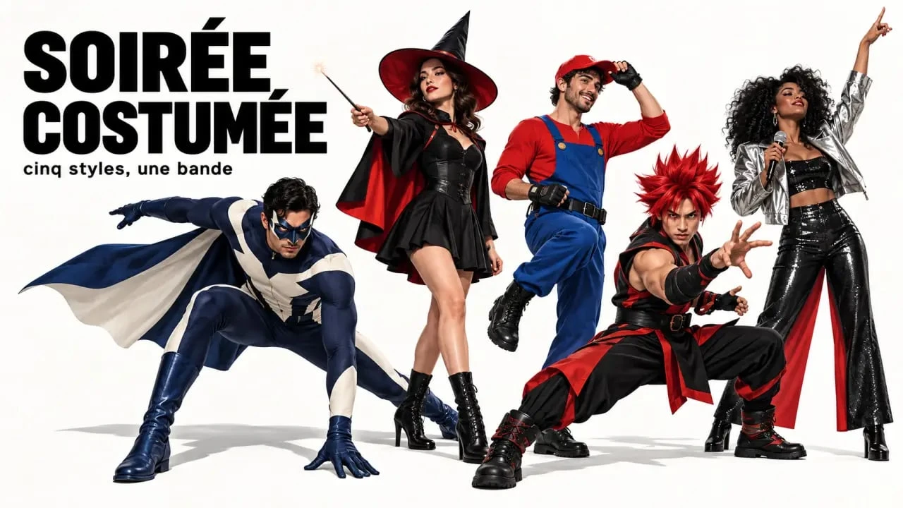 Déguisement pop culture en groupe avec accessoires et silhouettes coordonnées