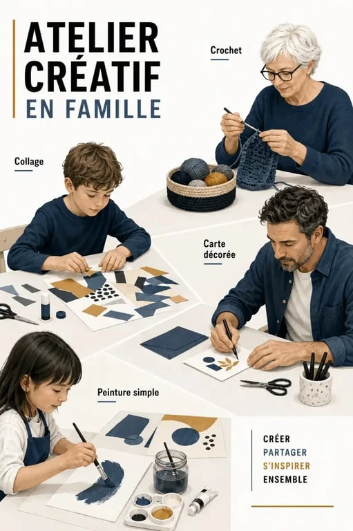 Idées loisirs créatifs pour enfant, adulte et senior autour d’une table d’atelier