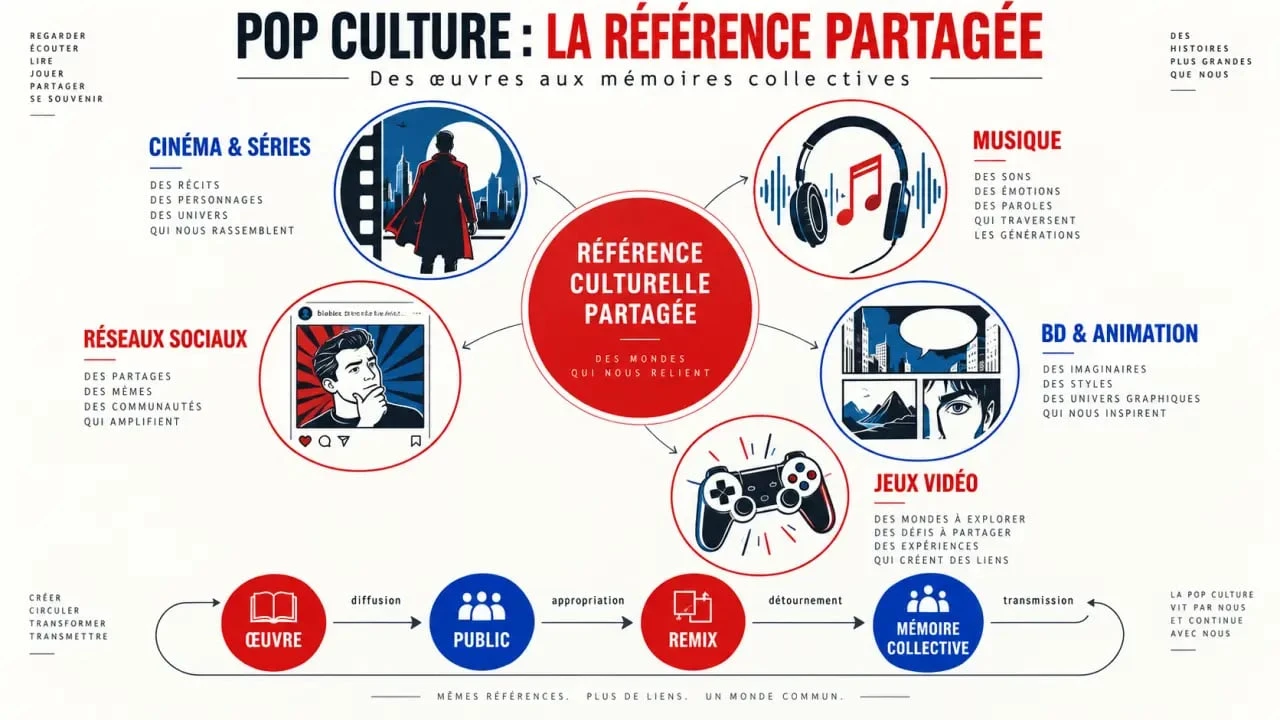 Pop culture exemple : infographie des domaines et références culturelles partagées